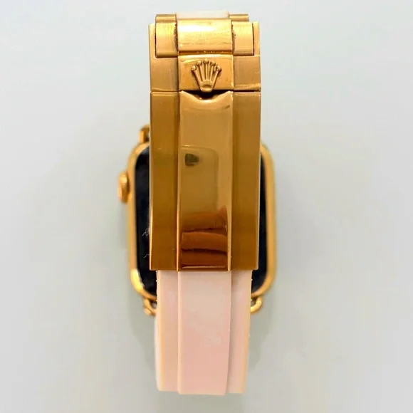 APPLE WATCH 6 40mm 24K GOLD PLATED w/ROLEX BAND ($1700 MSRP) - Picture 5 of 7